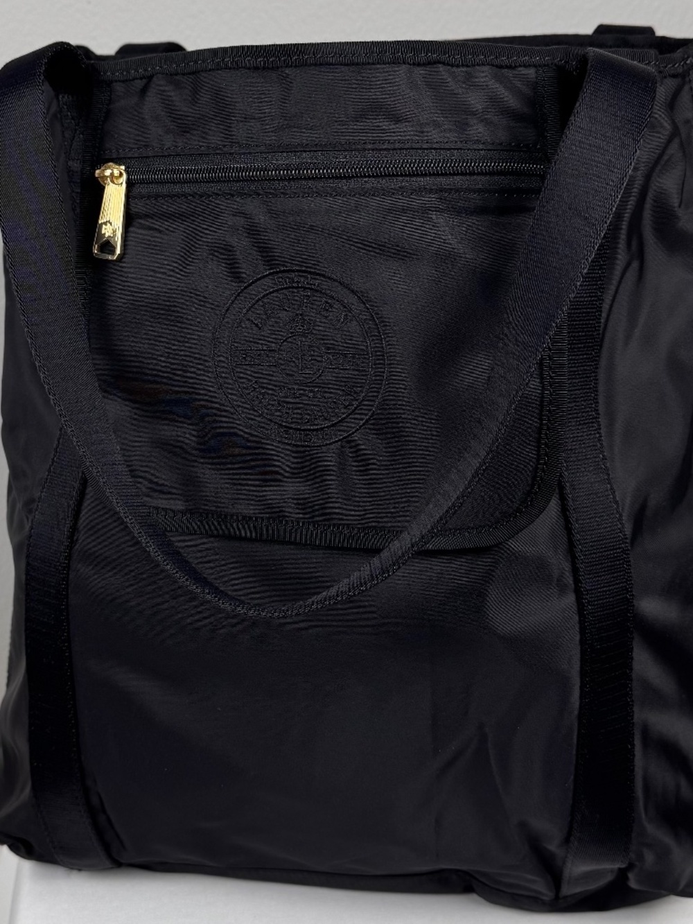 Lauren Ralph Lauren Black Nylon Packable Tote Bag with Logo